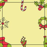 Natale saluto carta con vario elementi icona gratuito copia spazio la zona. design modello per sociale media, volantino, striscione, ragnatela, manifesto. vettore