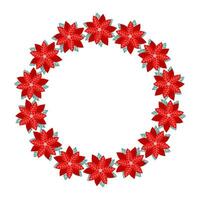 clip arte di Natale poinsettia fiore ghirlanda su isolato bianca sfondo. retrò foresta forme. design per Natale casa arredamento, vacanza saluti, Natale e nuovo anno celebrazione. vettore