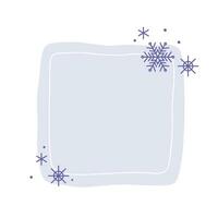Natale inverno mano disegnato pastello lilla piazza telaio con fiocchi di neve. moderno minimalista estetico vacanza elemento. vettore scintillare per sociale media o manifesto design