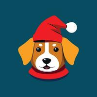 carino cane indossa un' Natale cappello nel piatto vettore stile