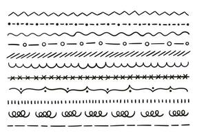 singolo linea impostato nel diverso stili. arabeschi, zigzag, spinato filo, arrotolato. vettore