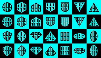 geometria linea minuscolo lettera g ggg gggg logo, numero 9 999 9999 design vettore
