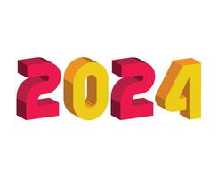 2024 nuovo anno astratto rosa e giallo grafico design vacanza vettore logo simbolo illustrazione