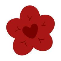rosso fiore singolo isolato su bianca sfondo, petali fiore rosso per clip arte, illustrazione fiore per bambini, semplice fiore per carta decorazione grafico vettore