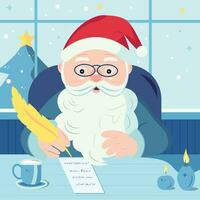 Santa Claus scrivere lettera vettore