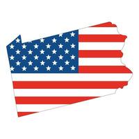 carta geografica di Pennsylvania con Stati Uniti d'America bandiera. Stati Uniti d'America carta geografica. vettore