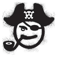 pirata emoticon graffiti con nero spray dipingere vettore