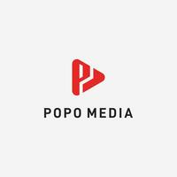 media icona e lettera p logo design vettore