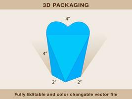 cuore forma scatola, regalo scatola, Conservazione scatola Dieline modello vettore