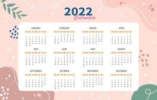 simpatico modello di calendario a tema astratto 2022 vettore