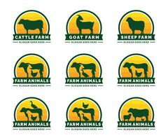 azienda agricola animali logo impostato vettore illustrazione. bestiame logo impostato