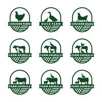 azienda agricola animali logo impostato vettore illustrazione. bestiame logo impostato