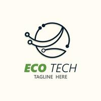 eco tecnologia attività commerciale vettore design moderno. natura tecnologia logo con foglia e circuito Tech minimalista vettore illustrazione