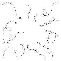 impostato di nero mano disegnato frecce isolato su bianca. vettore illustrazione