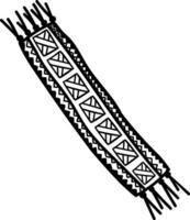 singolo mano disegnare scarabocchio sciarpa nel nero e bianca colori isolato su bianca sfondo, vettore