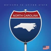 cartello stradale stile america nord carolina e mappa vettore