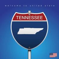 cartello stradale stile america tennessee e mappa vettore