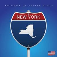 cartello stradale stile america new york e mappa vettore