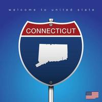 cartello stradale stile america Connecticut e mappa vettore