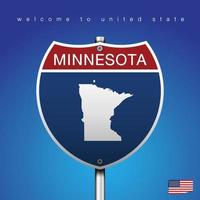 cartello stradale stile america minnesota e mappa vettore