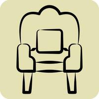icona divano. relazionato per Vintage ▾ decorazione simbolo. mano disegnato stile. semplice design modificabile. semplice illustrazione vettore