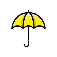 semplice piatto giallo ombrello icona illustrazione disegno, unico ombrello simbolo con delineato stile modello vettore