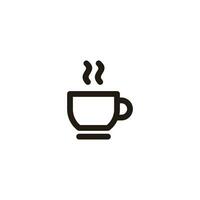 semplice piatto caffè icona illustrazione disegno, nero silhouette caffè simbolo con delineato stile modello vettore