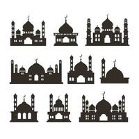 impostato di islamico moschea silhouette design vettore