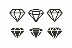 impostato di semplice piatto nero diamante icona cartello illustrazione con delineato stile disegno, silhouette gioiello diamante simbolo collezione modello vettore