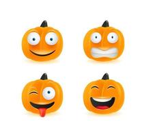 insieme di vettore di emoji di zucca isolato su sfondo bianco