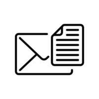 linea stile icona design di e-mail con Nota o documento notifica vettore