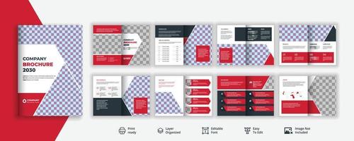 design creativo e professionale di brochure aziendale di 16 pagine o opuscolo promozionale di servizi aziendali, relazione annuale del profilo aziendale vettore