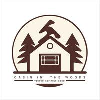 legna cabina logo modello. cabina nel il boschi vettore illustrazione. cabina affitti logo. chalet nel il foresta etichetta.