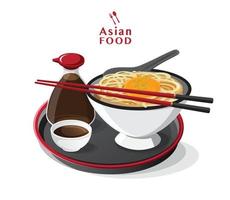 zuppa con noodles, noodle ramen giapponese vettore