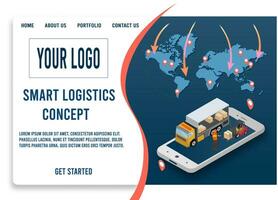 moderno globale logistica servizio concetto con esportare, importare, magazzino attività commerciale, trasporto. vettore illustrazione eps 10