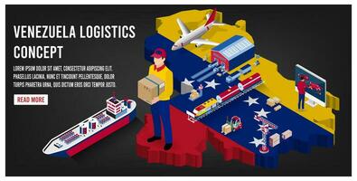 moderno isometrico concetto di Venezuela mezzi di trasporto con globale la logistica, magazzino la logistica, mare nolo la logistica. facile per modificare e personalizzare. vettore illustrazione eps10