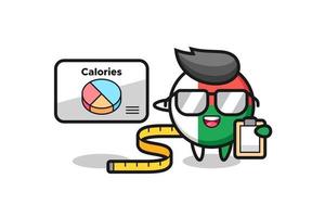 illustrazione della mascotte del distintivo della bandiera del madagascar come dietista vettore