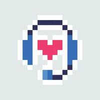 pixel arte di un' cuffia con un' cuore vettore