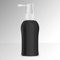 nero pompa bottiglia modello con bianca cap. eps10 vettore illustrazione. plastica distributore vaso per liquido sapone, gel, shampoo.