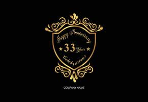 33 anniversario celebrazione logotipo con grafia d'oro colore elegante design vettore