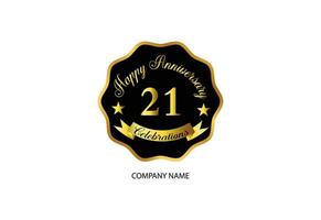 21 anniversario celebrazione logotipo con grafia d'oro colore elegante design vettore