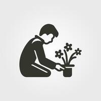 amici raccolta fiori icona - semplice vettore illustrazione