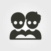 Due amici condivisione un' libro icona - semplice vettore illustrazione