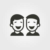Due amici ridendo insieme icona - semplice vettore illustrazione