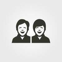 Due persone ridendo icona - semplice vettore illustrazione