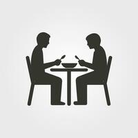 Due amici mangiare insieme icona - semplice vettore illustrazione