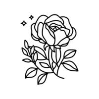 Vintage ▾ mano disegnato rosa floreale linea arte logo elemento vettore