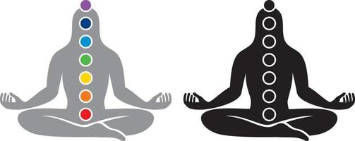 figura di uomo con simboli di chakra vettore