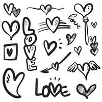 cuori di doodle, cuori d'amore disegnati a mano. illustrazione vettoriale. vettore