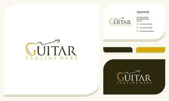 chitarra strumento semplice logo design ispirazione. logo e attività commerciale carta vettore